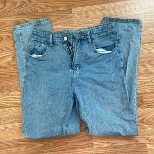 High waisted straight leg jeans
